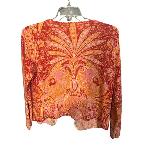 Talbots XL Pure Cashmere Womens Button-Up Cardigan In Pink & Orange Paisley Prin - Picture 4 of 4